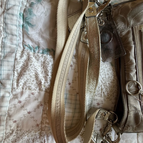 Coach Grey Silver Signature Poppy Crossbody Bag - Picture 11 of 12